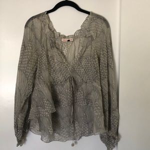 Rebecca Taylor Cream Flowy Top